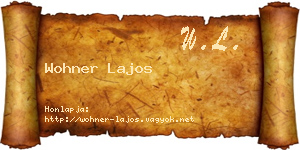 Wohner Lajos névjegykártya